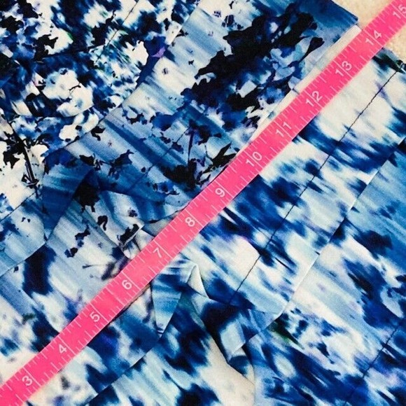 Nicole Miller $300 Women's Small Blue Purple Print Tiered Tidal Pleat Dress - Picture 12 of 13